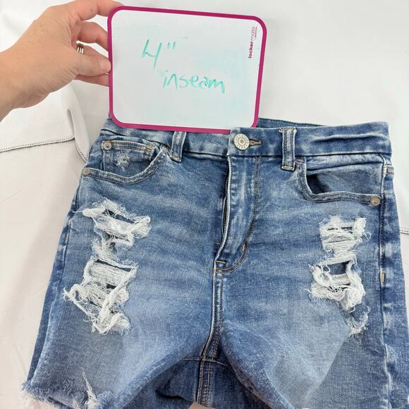 American Eagle Lot of 2 Distressed Denim Shorts Size 0 Stretch Hi-Rise Festival - Picture 3 of 10